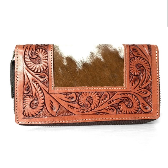 A50) New! Handmade genuine leather genuine
cowhide fur leather amazing wallet - Picture 2 of 6